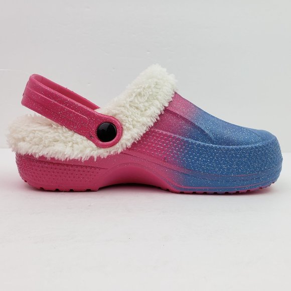 Rampage Girls Size 13/1 Fuchsia Pink Glitter Sparkle Lined Slip On Clog Shoes - Picture 5 of 14